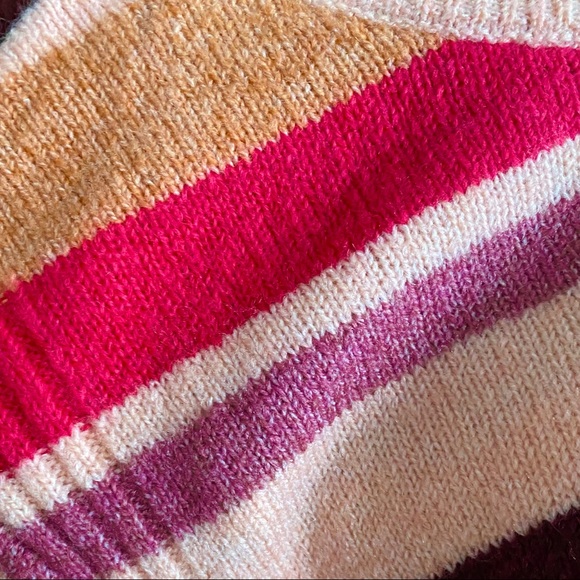 Coral Striped Crewneck Pullover Sweater - Picture 3 of 3